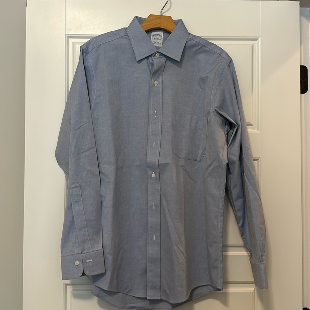 Brooks Brothers button down.  Light blue.  Size 15.5-33 slim fit.